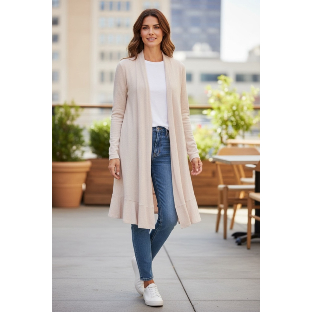 Context by Lord & Taylor Beige Cardigan Sweater Size S (20” PTP)